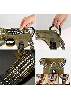 True Love Tactical Asker Yeşili Köpek Göğüs Tasması - 5