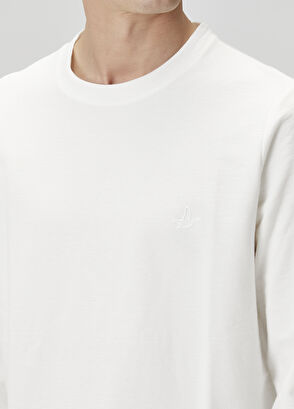 Beymen Club Off-White Logo Embroidered Long Sleeve T-Shirt - 6
