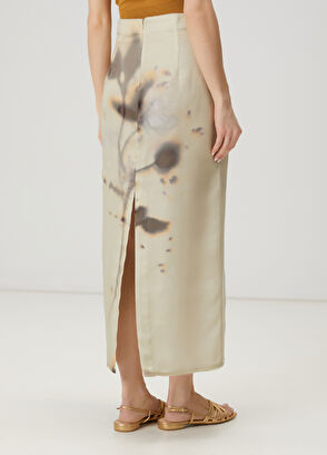 Beymen Club Ekru Çiçekli Maksi Organza Etek - 6