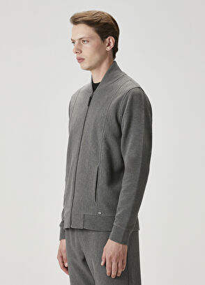 Beymen Club Antrasit Ottoman Dokulu Bomber Sweatshirt - 5
