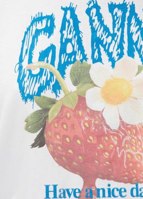 Ganni Strawberry Beyaz Uzun Kol T-shirt - 6