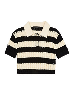 Academia Ekru Siyah Cropped Triko - 8