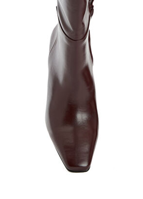 Bordo Kadın Deri Çizme - Görsel 5