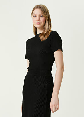 Beymen Club Black Crew Neck Ottoman Short Sleeve Sweater - 3