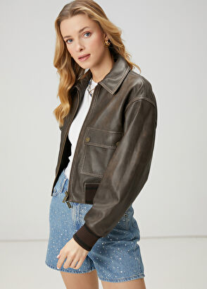 Beymen Club Kahverengi Deri Ceket - 5