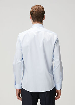 Custom Fit Mavi Gömlek - Görsel 7