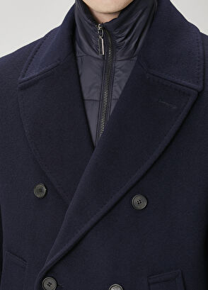Beymen Club Navy Inner Collar Detail Wool Blend Coat - 6
