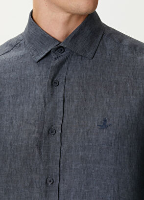 Beymen Club Comfort Fit Italian Collar Delave Linen Shirt - 6