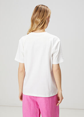 Beymen Club White Pink Logo Printed T-Shirt - 5