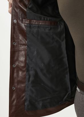 John Varvatos Kadd Kahverengi Deri Gömlek - 8