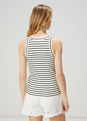 Beymen Club Siyah Beyaz Çizgili Atlet - 5