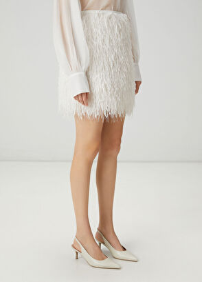 Beymen Club Ekru Saçaklı Abiye Etek - 5