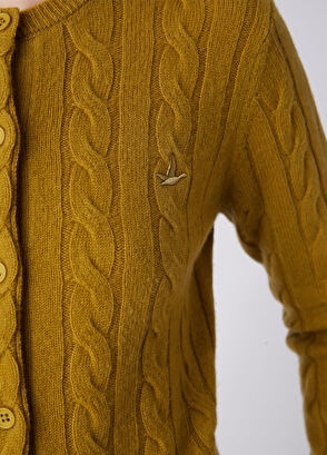 Beymen Club Oil Green Cable Knit Wool Cardigan - 8