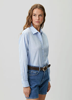 Beymen Club Mavi Keten Gömlek - 3