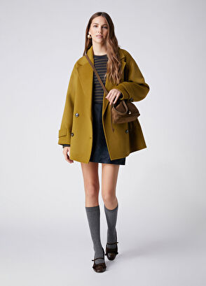 Beymen Club Handmade Green Double-Breasted Wool Short Jacket - 3