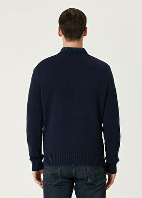 Polo Ralph Lauren Lacivert Logo Jakarlı Kazak - 4