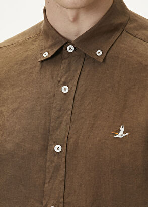 Beymen Club Kahverengi Comfort Fit Keten Gömlek - 7