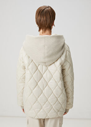 Beymen Club Bej Kapüşonlu Kapitoneli Mont - 5