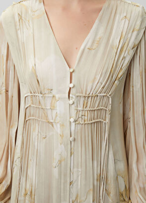 Beymen Club Beige Floral Midi Chiffon Dress - 5