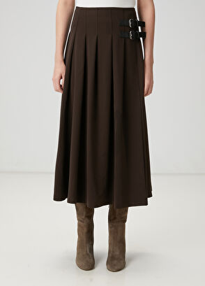 Beymen Club Kahverengi Pileli Midi Etek - 3