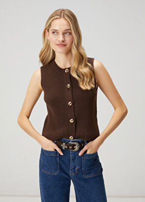 Beymen Club Kahverengi Triko Yelek - 4