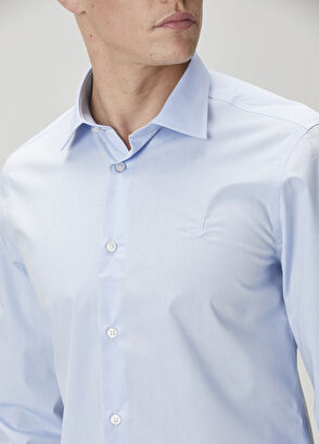 Beymen Club Slim Fit Mavi Non-Iron Poplin Gömlek - 6