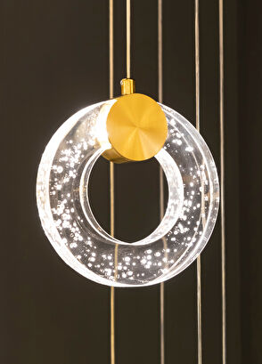 Heka Togo Simit Eskitme Şeffaf Cam Led Sarkıt Avize - 3