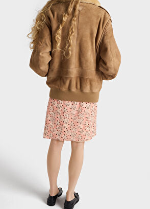 Prada Çiçek Desenli Pembe İpek Kadın Midi Boy Georgette Etek - 3