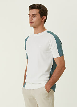 Beymen Club Beyaz Omzu Colorblocked Detaylı Kısa Kollu Kazak - 3