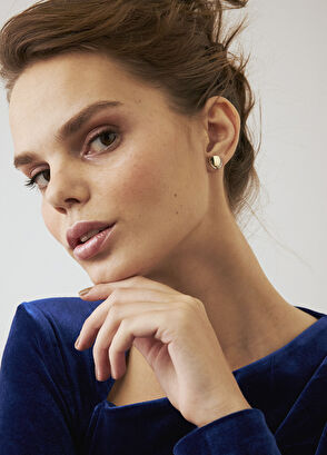 Orena Jewelry Zircon Texture 14 Karat Gold Women's Earrings - 5