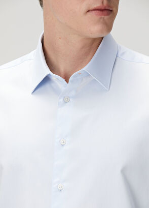 Custom Fit Mavi Gömlek - Görsel 8