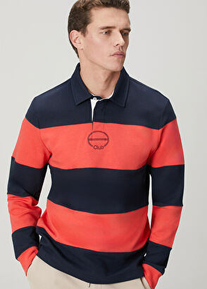 Beymen Club Lacivert Kırmızı Çizgili Comfort Fit Polo T-shirt - 6