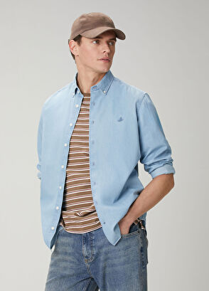 Beymen Club Mavi Yıkamalı Comfort Fit Jean Gömlek - 8