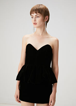 Beymen Club Black Strapless Mini Cocktail Dress - 4