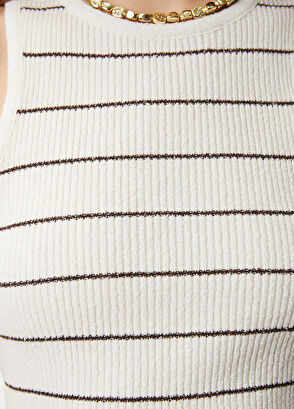 Beymen Club Off white and white striped knitwear tank top - 6