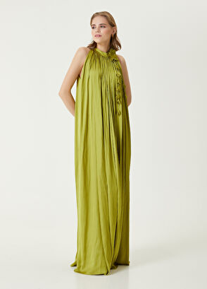 Beymen Club Yeşil Çiçek Detaylı Maksi Abiye Elbise - 5