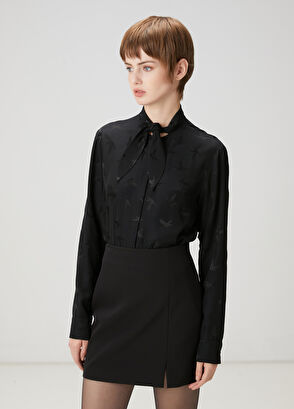 Beymen Club Black Logo Jacquard Silk Shirt - 4