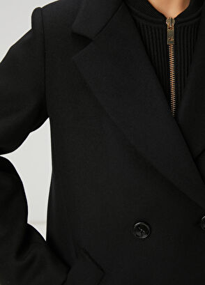 Beymen Club Black Double-Breasted Wool Coat - 6