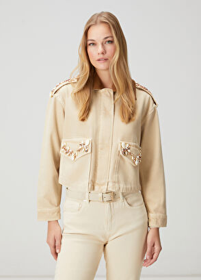 Beymen Club Bej İşlemeli Denim Ceket - 3