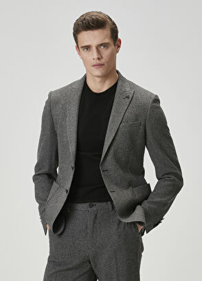 Beymen Club Antrasit Kırçıl Desenli Yün Ceket - 3