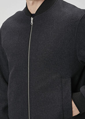 Dries Van Noten Volker Koyu Gri Çift Taraflı Bomber Ceket - 6