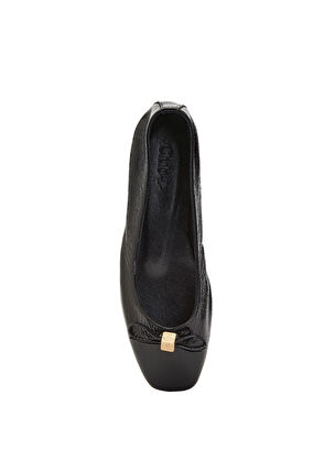 Beymen Club Black Logo Accessories Leather Ballet Flats - 9