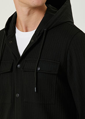 Beymen Club Siyah Kapüşonlu Fitilli Dış Gömlek - 6