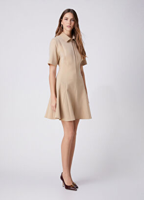 Beymen Club Bej Fermuarlı Mini Elbise - 6