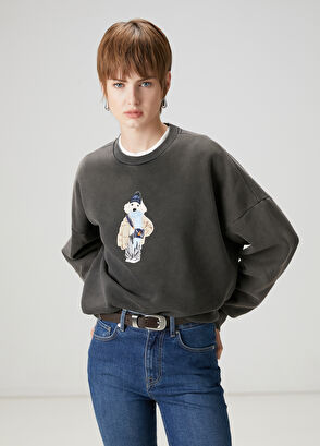 Beymen Club Antrasit Köpek Nakışlı Sweatshirt - 4