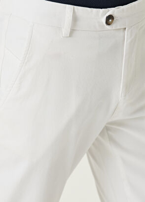 Beymen Club Slim Fit Beyaz Twill Pantolon - 4