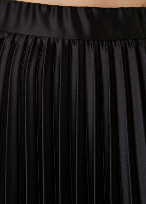 Beymen Club Siyah Pileli Midi Saten Etek - 4