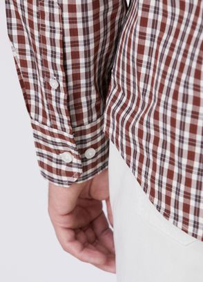 Beymen Club Comfort Fit Kahverengi Beyaz Ekose Desenli Gömlek - 8