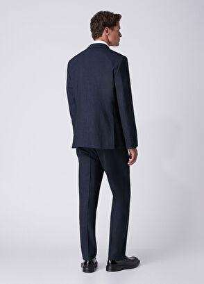 Beymen Club Pied De Poule Navy Blue Wool Suit - 5