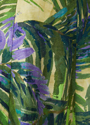 Beymen Club Yeşil Desenli Mini Keten Etek - 6